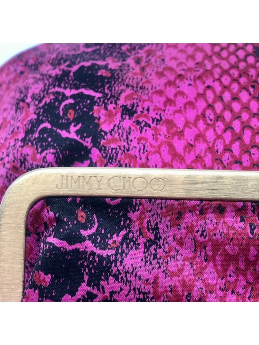 Jimmy Choo Pink Leather Python-Print Clutch - Picture 11 of 12